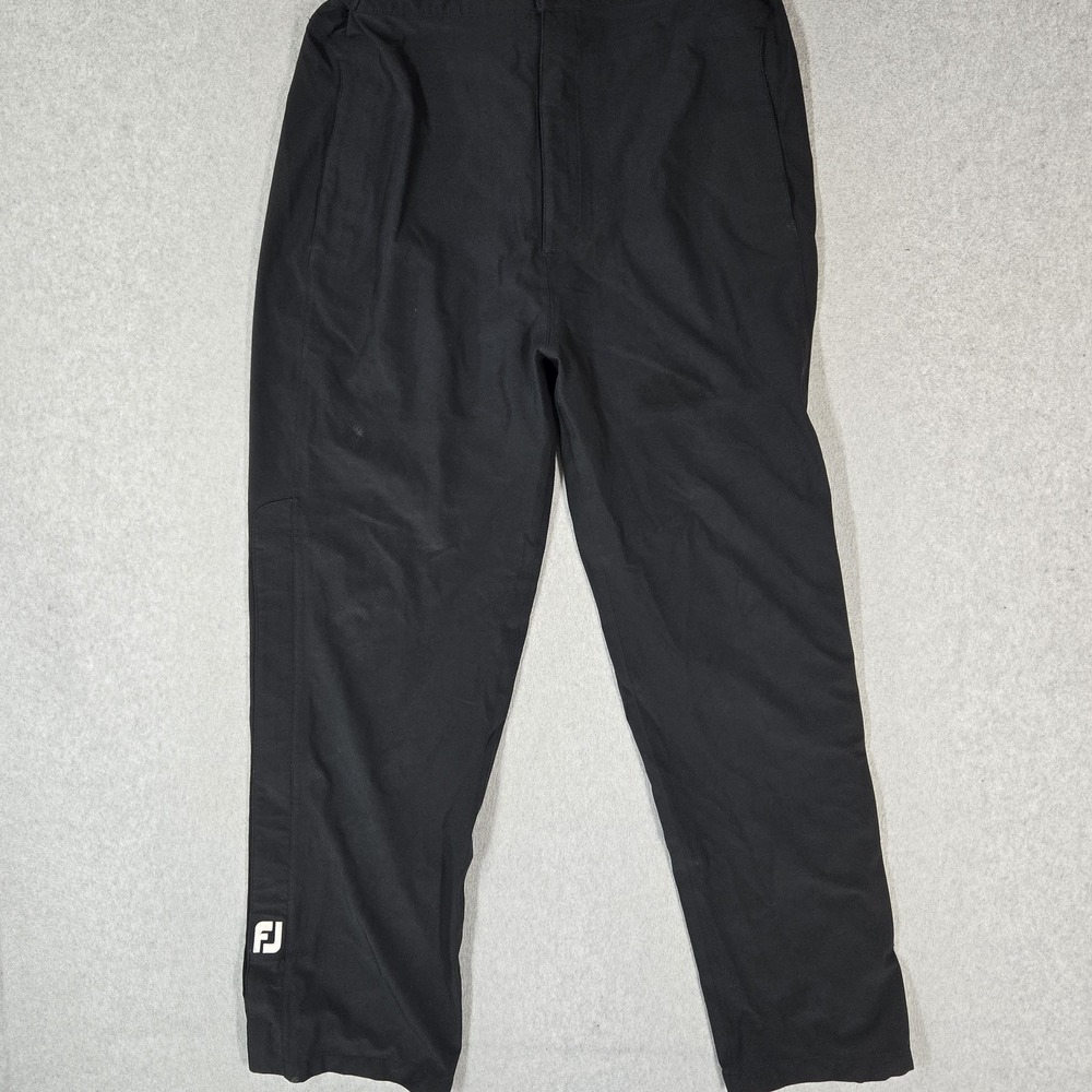 Footjoy Men Activewear Pants L Black Rain Pants Tour LTS Logo 31" Inseam